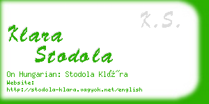 klara stodola business card